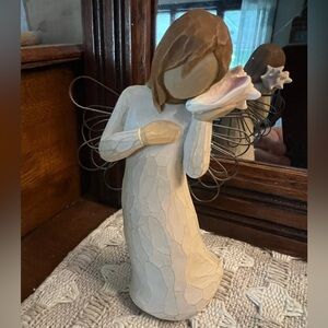 WILLOW TREE 'Thinking of You' Hand Painted Rustic Angel Figurine Decor 5.5 in.